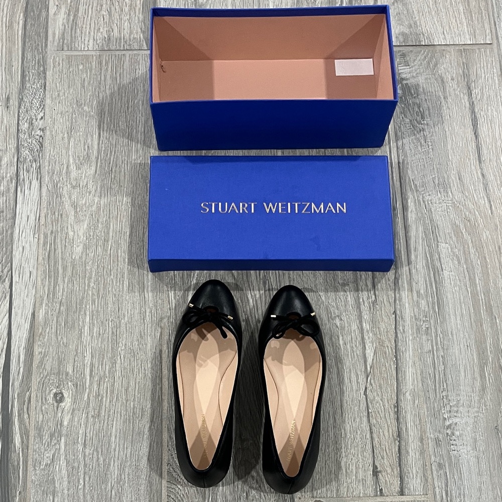 Stuart Weitzman Black Bow Flats